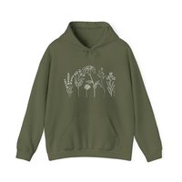 Flower Line Hoodie || Wildflower Hoodie || Wildflower Hooded Sweatshirt
