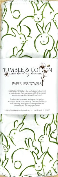 Bunnies Paperless Towels || Unpaper Towels || Eco Kitchen Botanical Gift 12x12 Sheets