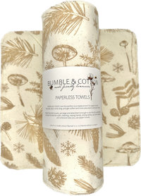 Mushrooms in a Pine Forest Paperless Towels || Unpaper Towels || Eco Sustainable Zero Waste Kitchen || Mushroom Cloth Napkins 12x12 Sheets