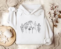 Flower Line Hoodie || Wildflower Hoodie || Wildflower Hooded Sweatshirt