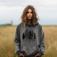 Forest Unisex Hoodie || Forest Trees Hoodie || Tree Forest Hooded Sweatshirt Gender Neutral Gift
