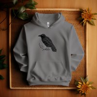 Raven Hoodie || Raven Crow Hooded Sweatshirt || Eco Hoodie || Wildlife Hoodie Gender Neutral Gift