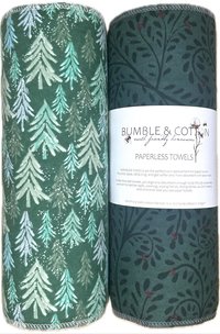 Winter Green Trio Paperless Towels || Unpaper Towels || Zero Waste Kitchen Gifts 12x12 Sheets