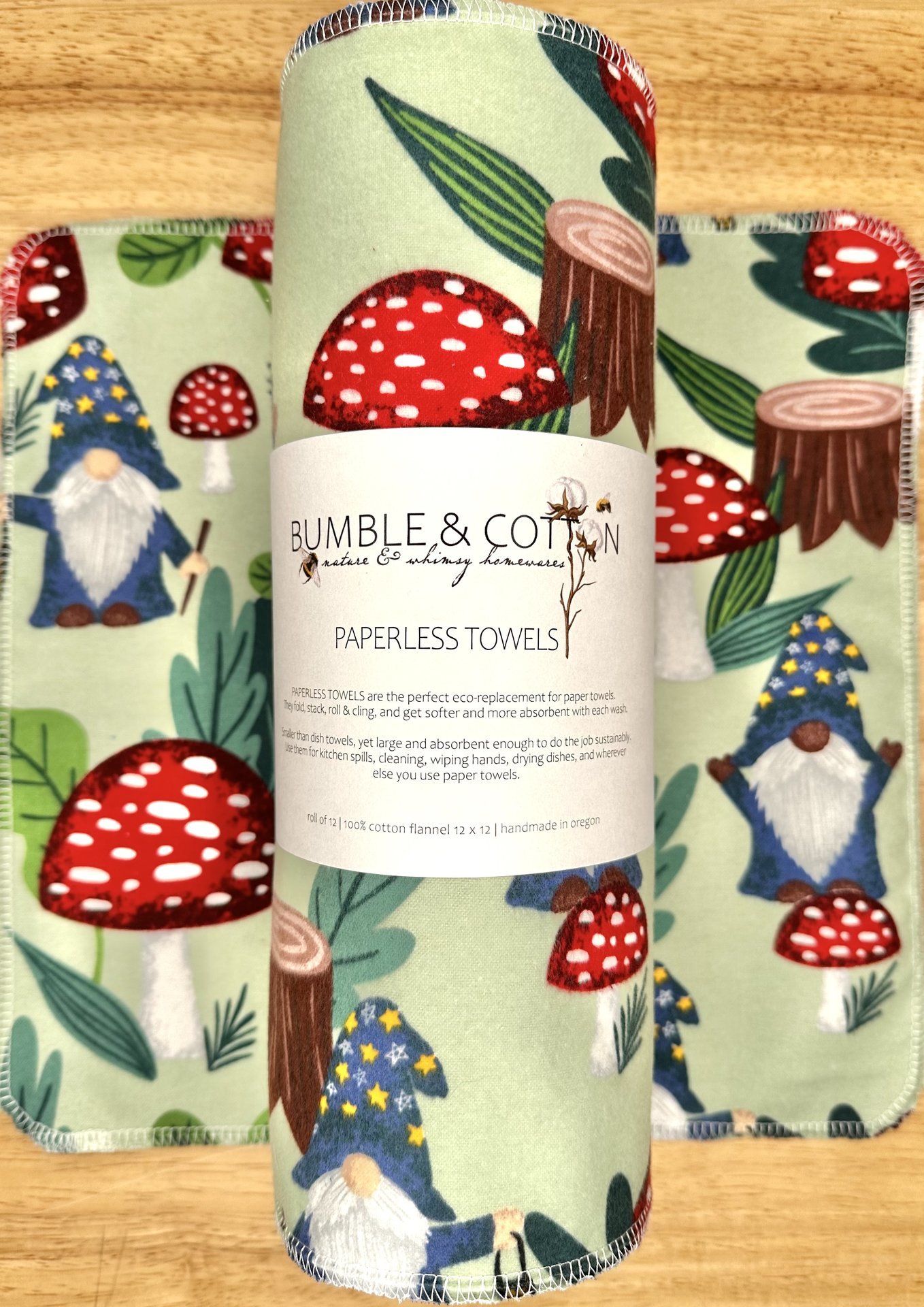 Gnomes & Mushrooms Paperless Towels 