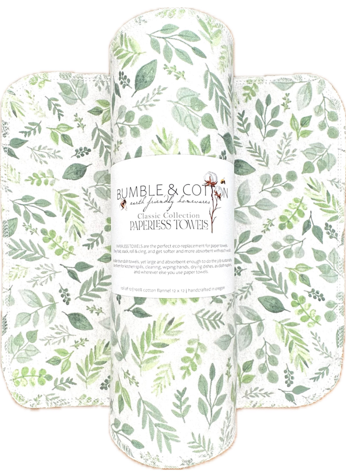 Woodland Leaves Paperless Towels || Reusable Paper Towels || Eco Kitchen Gift 12x12 Sheets || Cloth Napkins