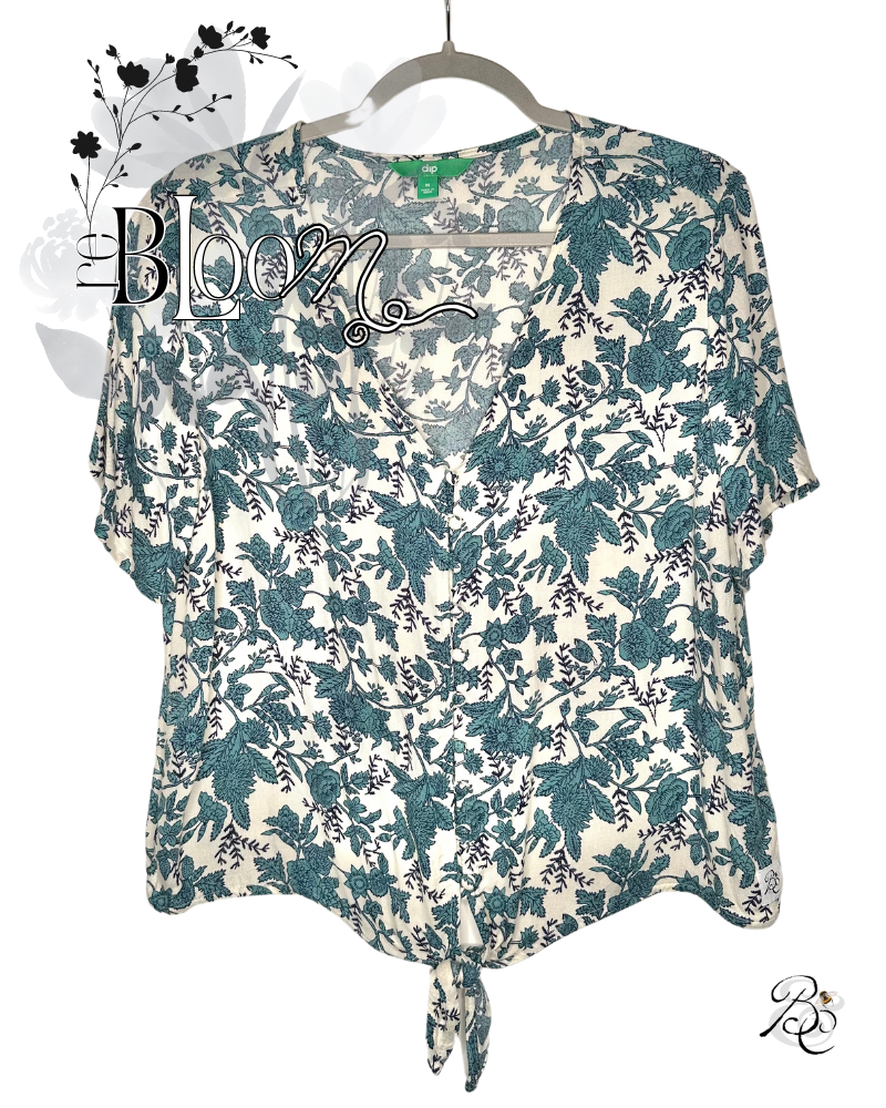 Blue&White Botanical Top  мє∂ιυм