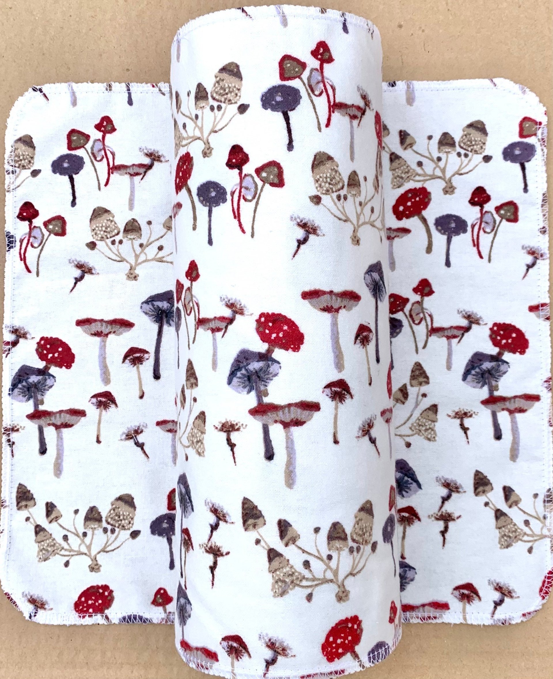 Forest Mushrooms Paperless Towels || Unpaper Towels || Eco Sustainable Zero Waste Kitchen || Mushroom Cloth Napkins 12x12 Sheets