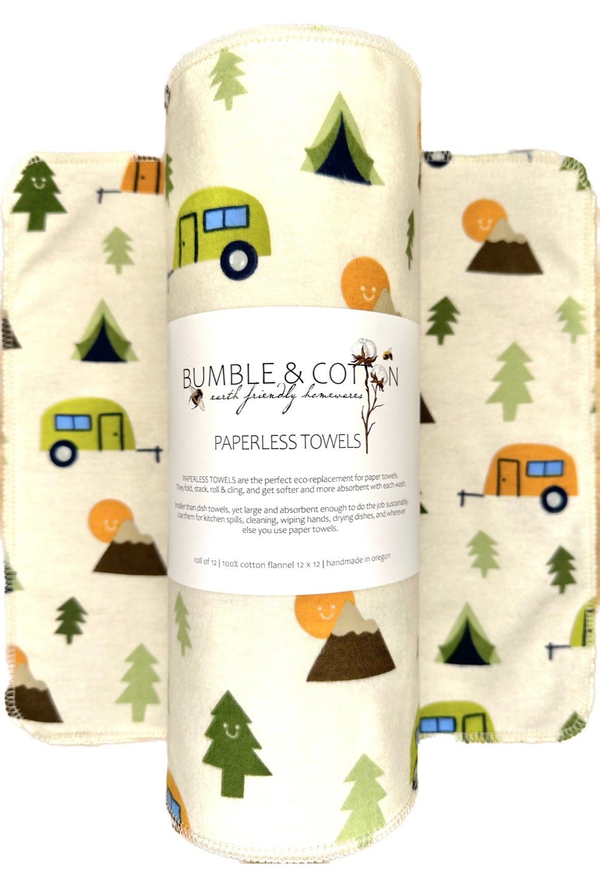 Summer Camping Mix Paperless Towels || Unpaper Towels || Eco-Friendly Summer Camping Gift || 12x12 Sheets
