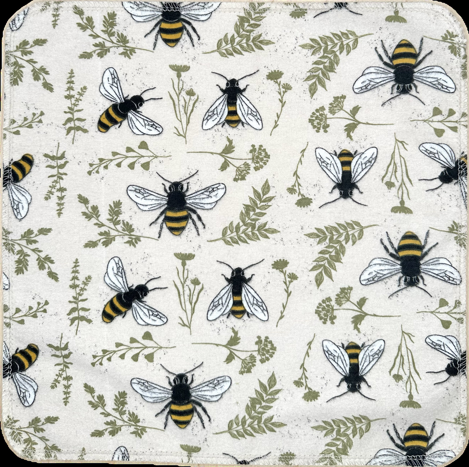 Bees + Plants Paperless Towels || 6 or 12 Unpaper Towels || Washable Wipes 12x12