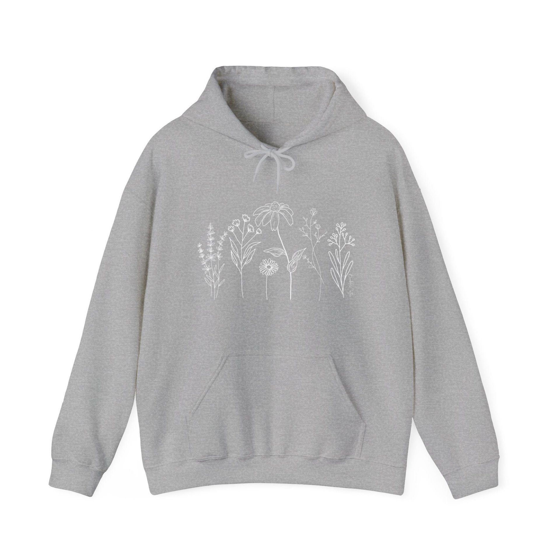 Flower Line Hoodie || Wildflower Hoodie || Wildflower Hooded Sweatshirt