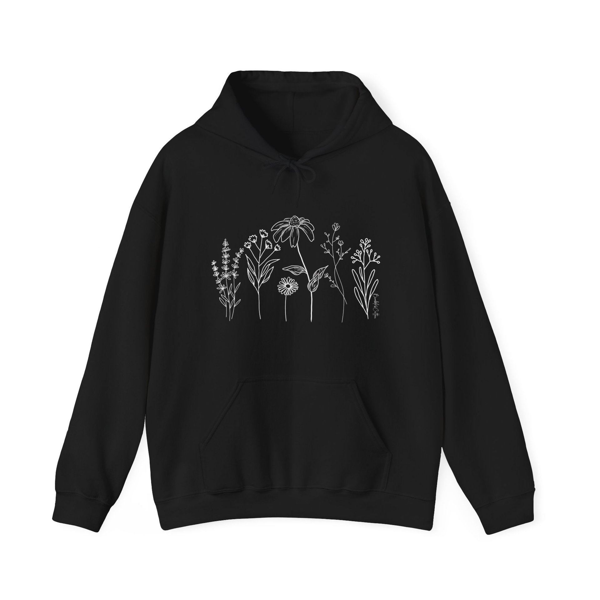 Flower Line Hoodie || Wildflower Hoodie || Wildflower Hooded Sweatshirt
