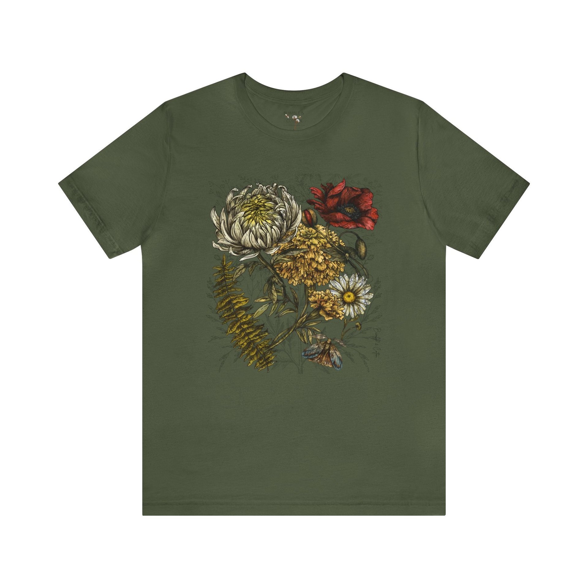 Floral Botanical Tee Shirt ||  Flower Tee || Botanical Flowers T-shirt || Nature ECO T-shirt Gender Neutral Gift