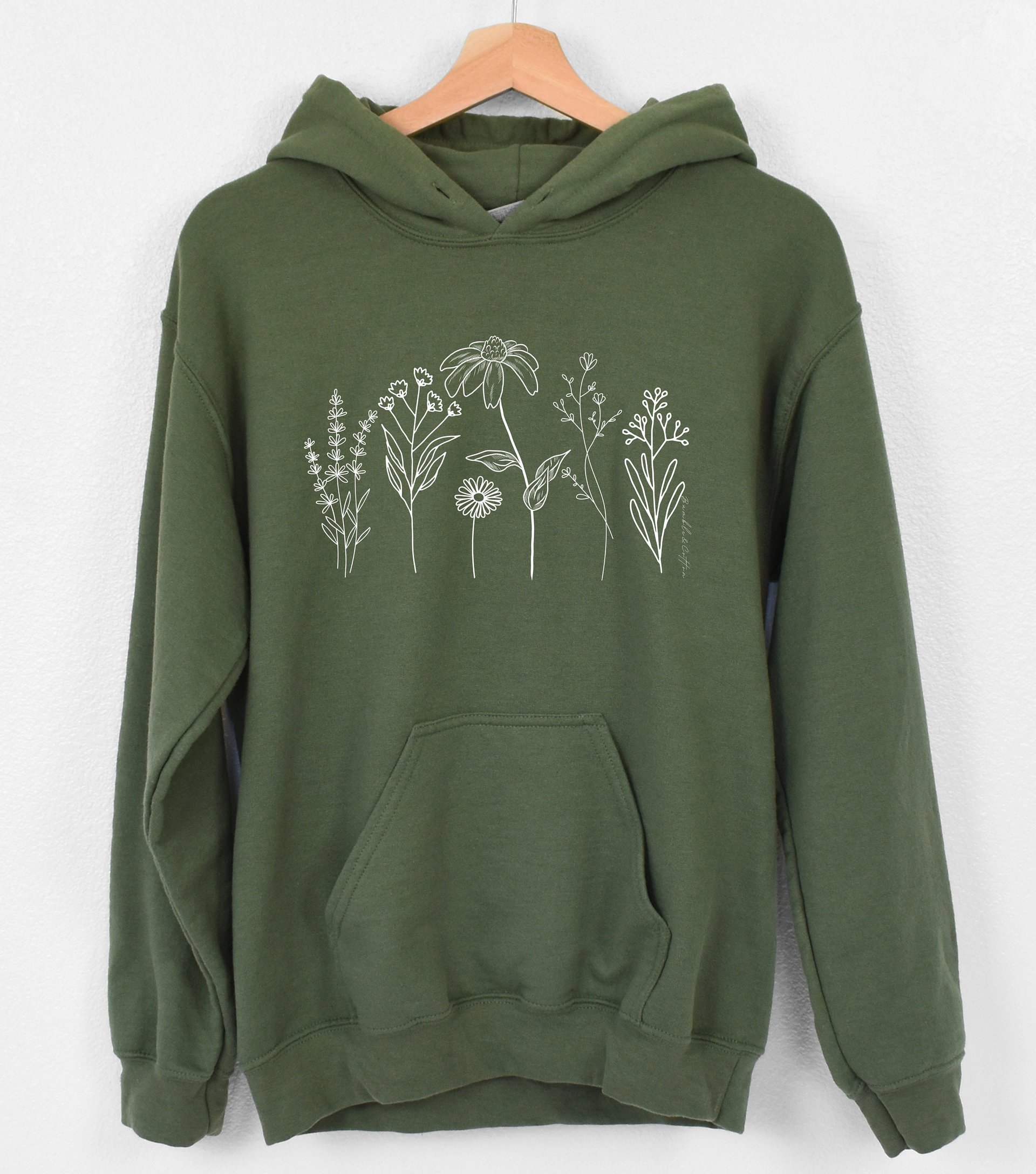 Flower Line Hoodie || Wildflower Hoodie || Wildflower Hooded Sweatshirt