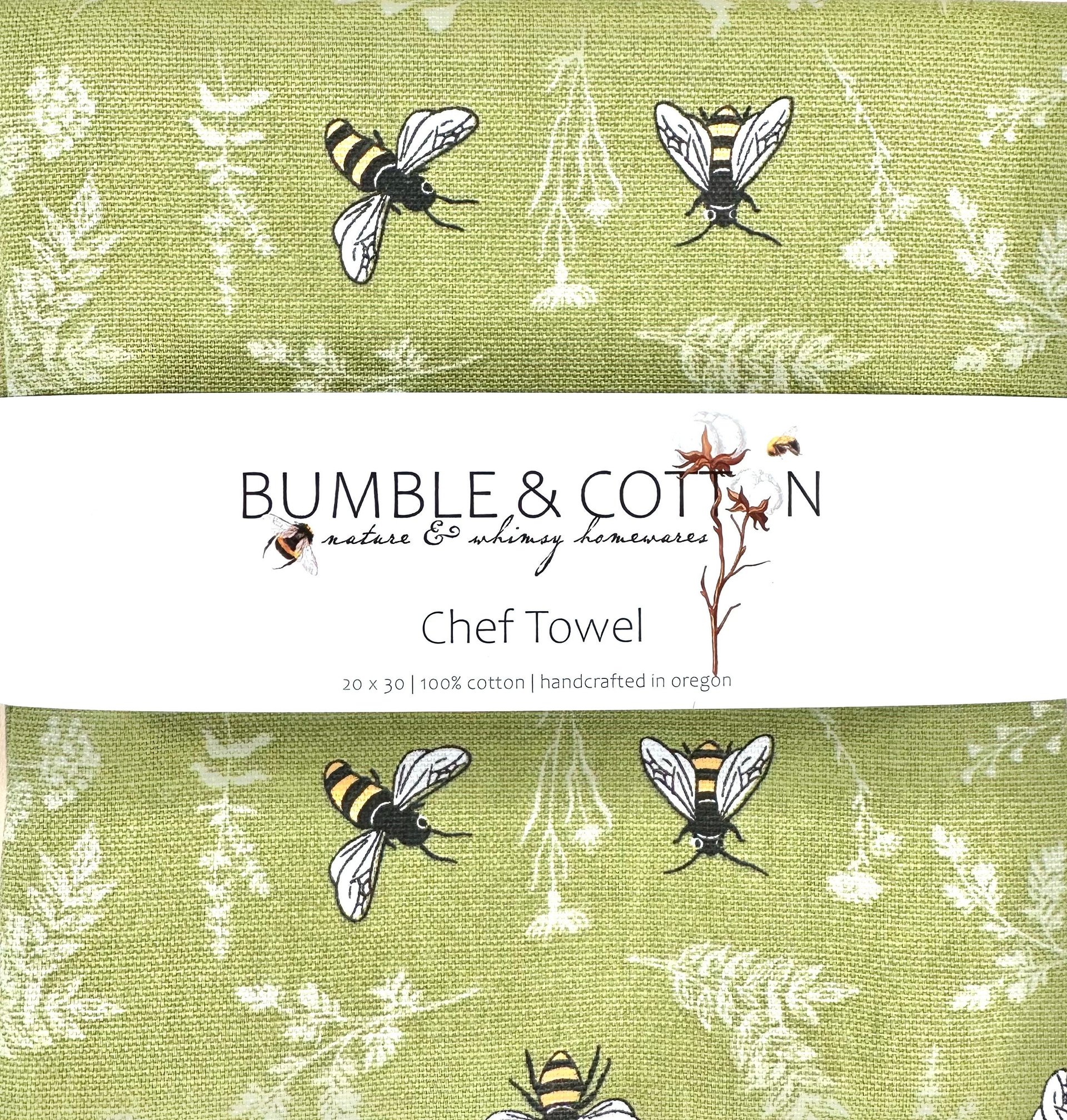 Bees on Green Chef Towel || Nature Inspired Kitchen Towel