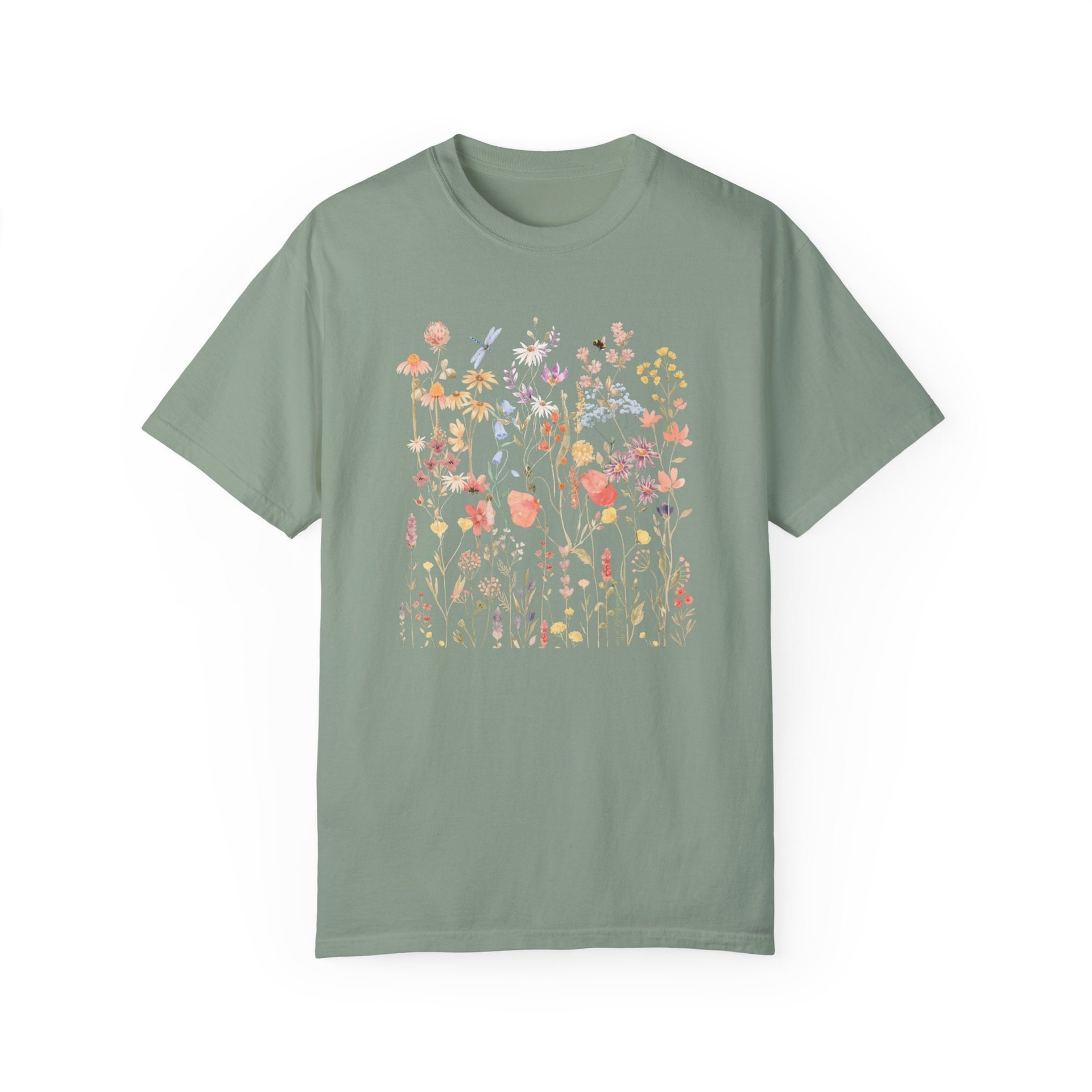 Wildflower Menagerie T-shirt || Boho Vintage Wildflower Tee || Gender Neutral Gift