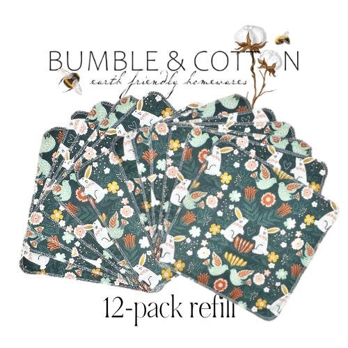 Folkart Rabbit Floral Paperless Towels  || Eco-Friendly Gift || Unpaper Towels 12x12 Sheets