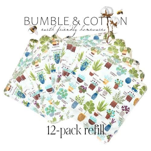 Potted Plants Paperless Towels || Unpaper Towels || Eco Sustainable Zero Waste Kitchen 12x12 Sheets