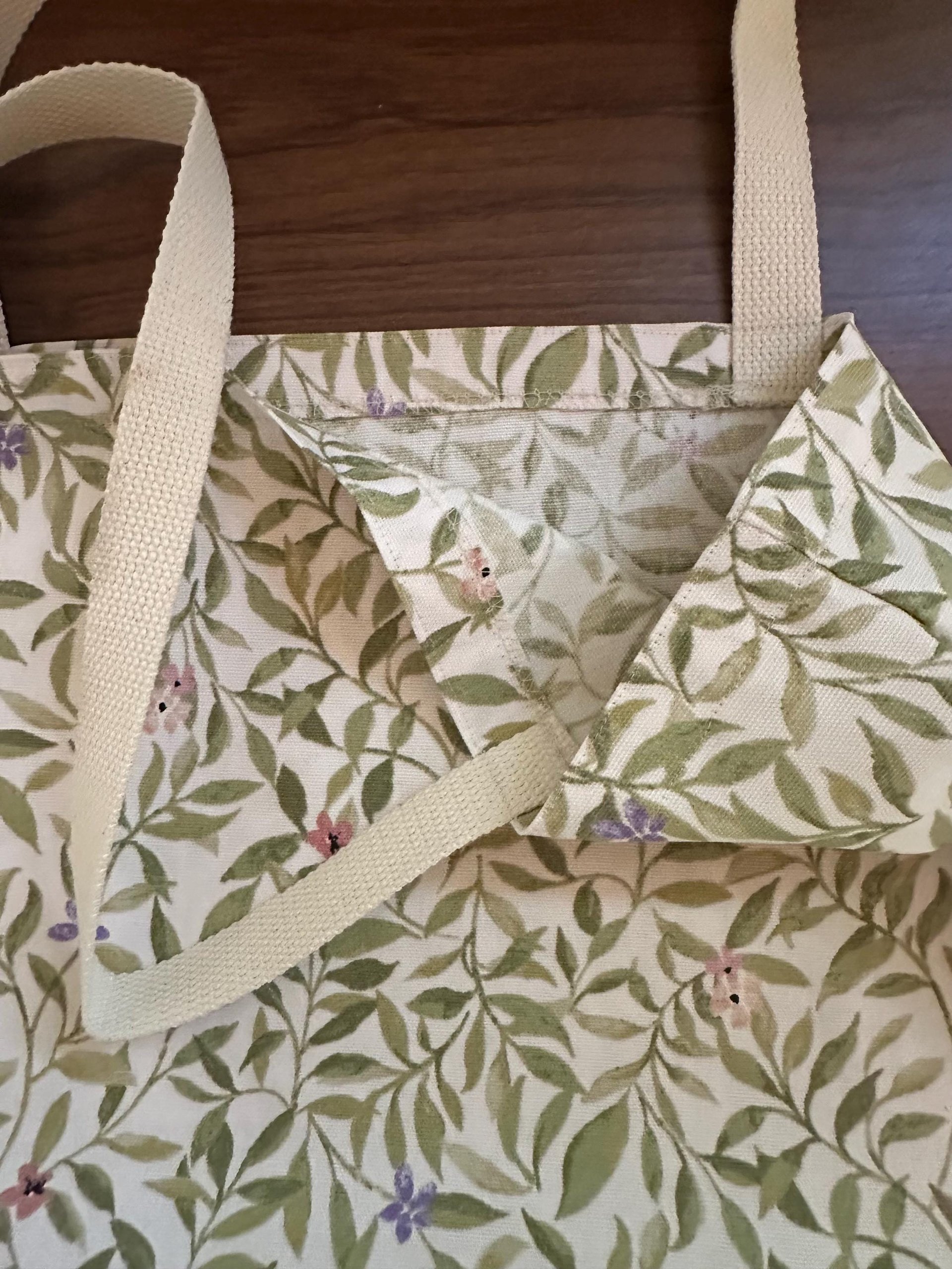Handmade Botanical Cotton Tote Bag | Nature-Inspired Farmers Market Shopping Bag