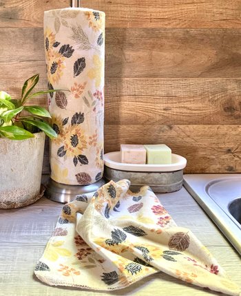 Sunflowers & Greens Paperless Towels || Unpaper Towels || Eco Kitchen Botanical Gift  || Cloth Napkins 12x12 Sheets