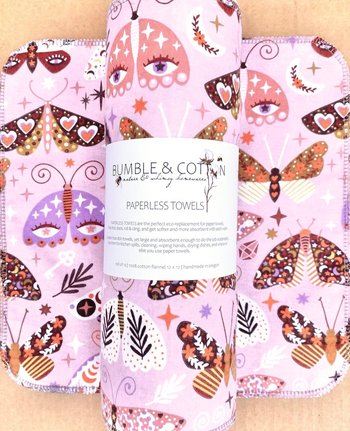 Butterfly BoHo Paperless Towels || Unpaper Towels || Eco Sustainable Kitchen 12x12 Sheets