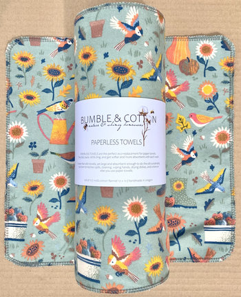 Nature Garden Fun Paperless Towels || Unpaper Towels || Eco Zero-Waste Kitchen Gift 12x12 Sheets